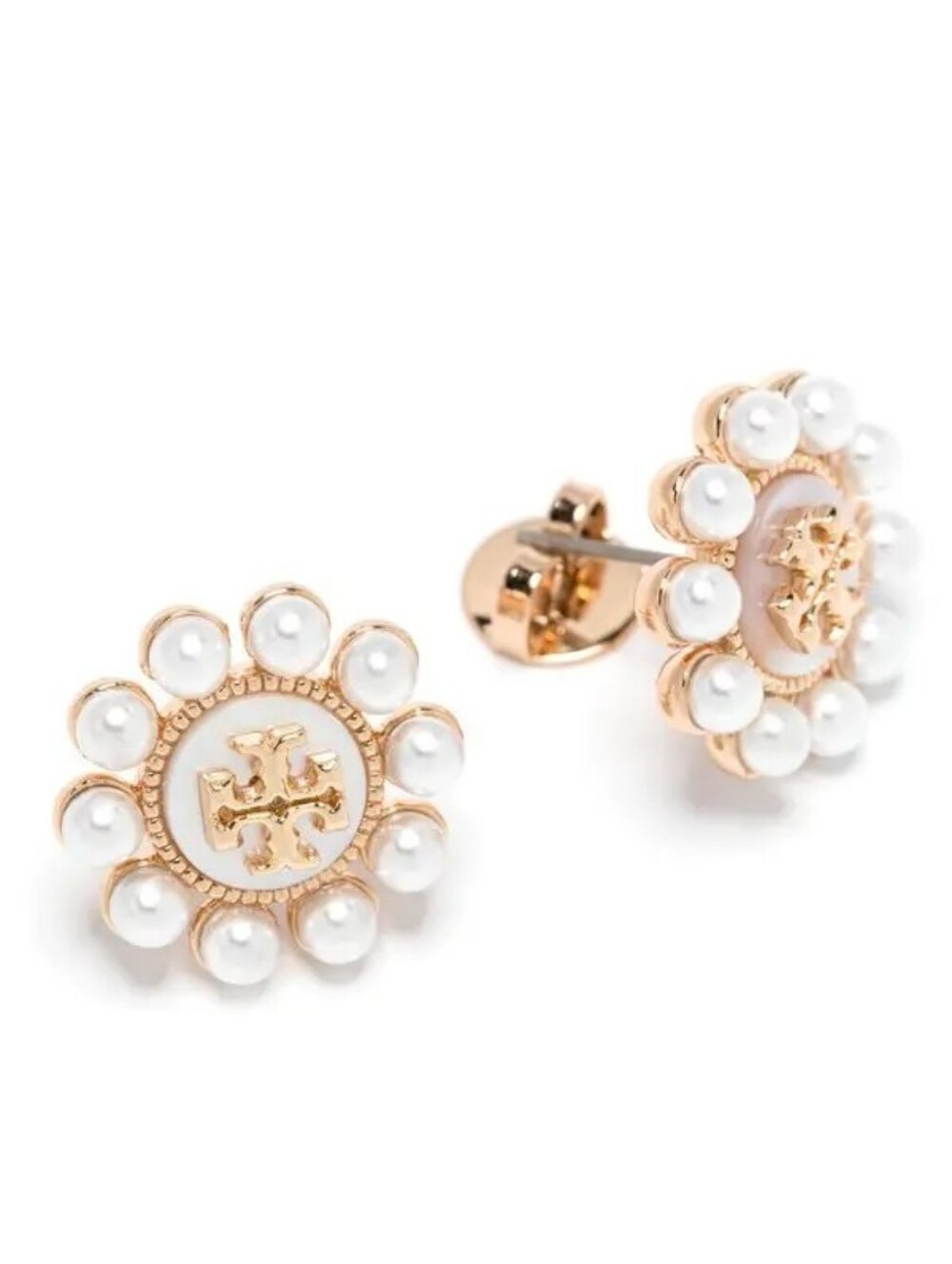 Tory Burch | Flower Pearl Logo Stud Earrings